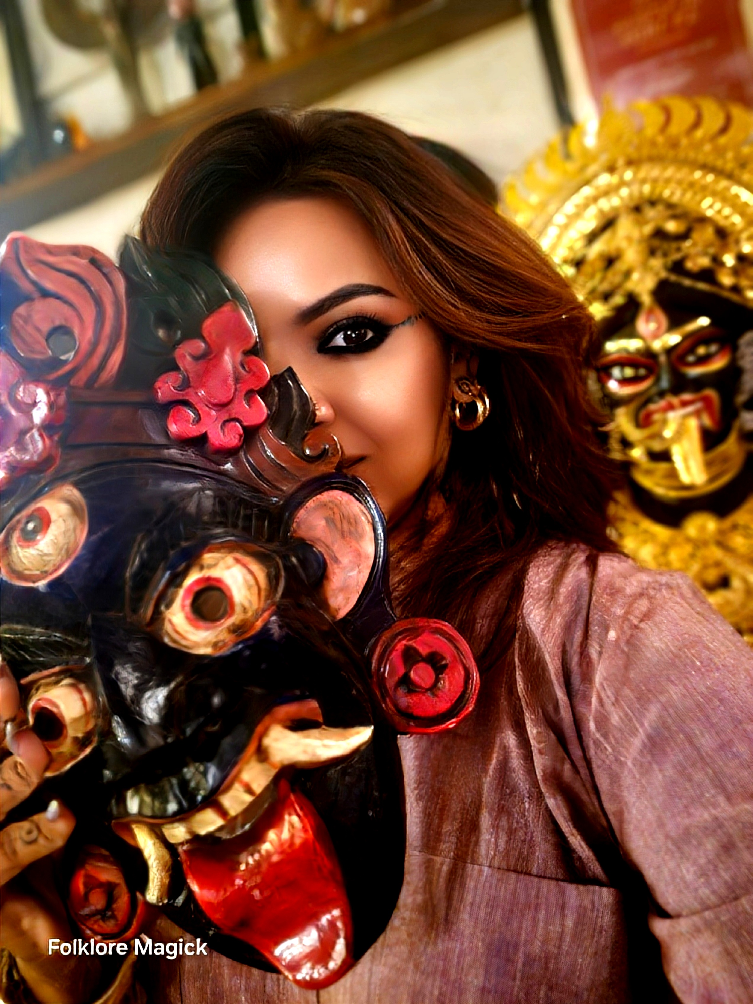 Meenakshii with Bhairava mask and Kali murti